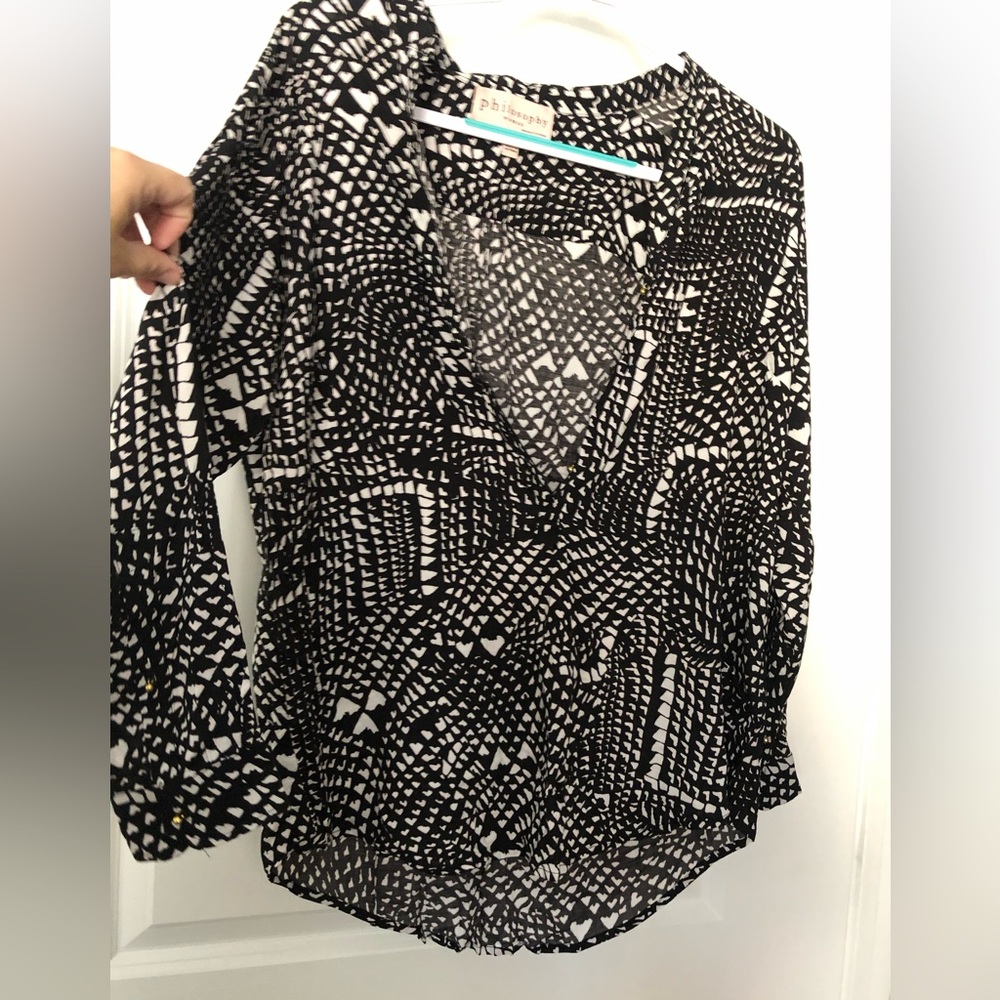 Philosophy half buttoned long sleeve blouse